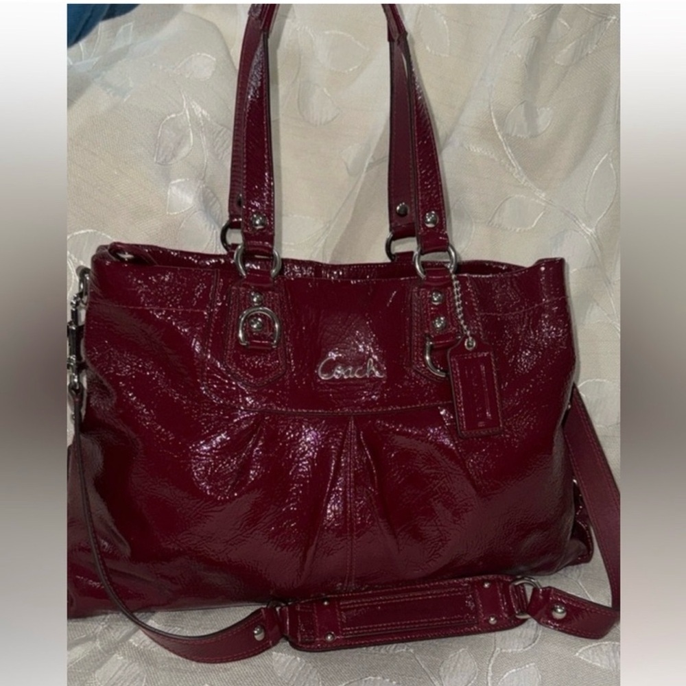Coach Patent Leather Burgundy Shoulder Bag